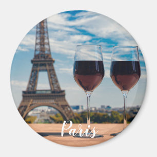 Två glas vin med Eiffel torn Magnet