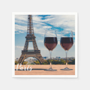 Två glas vin med Eiffel torn Pappersservett