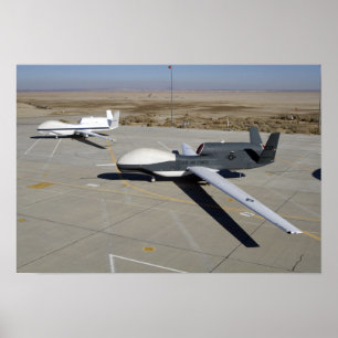 Två Global Hawks parkerade på en ramp Poster