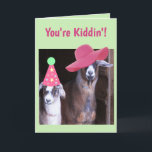 Två Goats Funny Birthday Kort<br><div class="desc">Eli och Abby är här! De här nötgetterna är alla förlamade och upphetsade över att önska någon speciell ett Grattis på födelsedagen! Foto och design ©Christine Greenspan.</div>