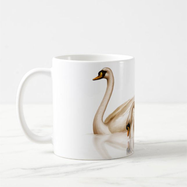 Två Golden Bronz Svanar Kaffemugg (Vänster)