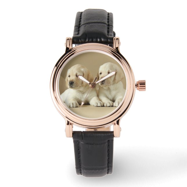 Två Golden Labrador-valpar Armbandsur (Framsida)