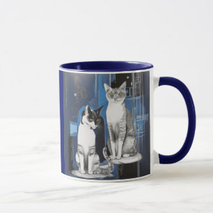 Två Grått Cats på Abstraktens bakgrund Mugg