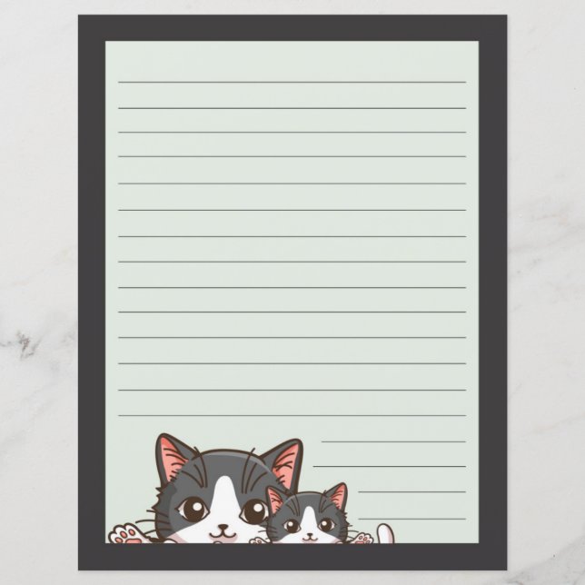 Två grått kattungar på invändigt med grått-papper (Framsida)