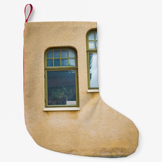 TVÅ GRÅTT RAM GLASS-WINDOWS LITEN JULSTRUMPA (Framsidan)