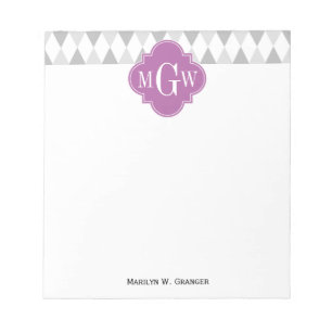 Två Grått Wht Harlequin Orchid 3 första monogram Anteckningsblock