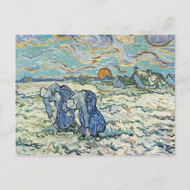 Två gräver en grav i snö av van Gogh Vykort (Framsida)