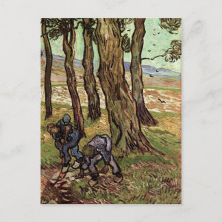 Två grävmaskiner bland träd, Van Gogh Fine Art Vykort