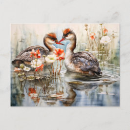 Två grevar mellan vita dammväxter helg vykort