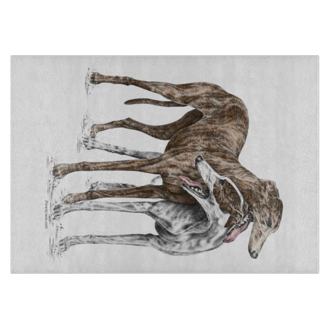 Två Greyhound Friends Hund Art (Framsidan)