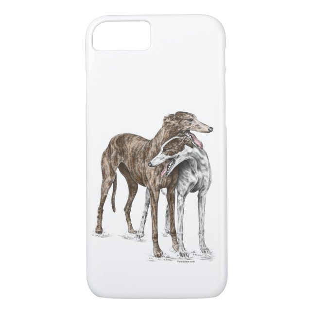 Två Greyhound Friends Hund Art Case-Mate iPhone Skal (Baksida)