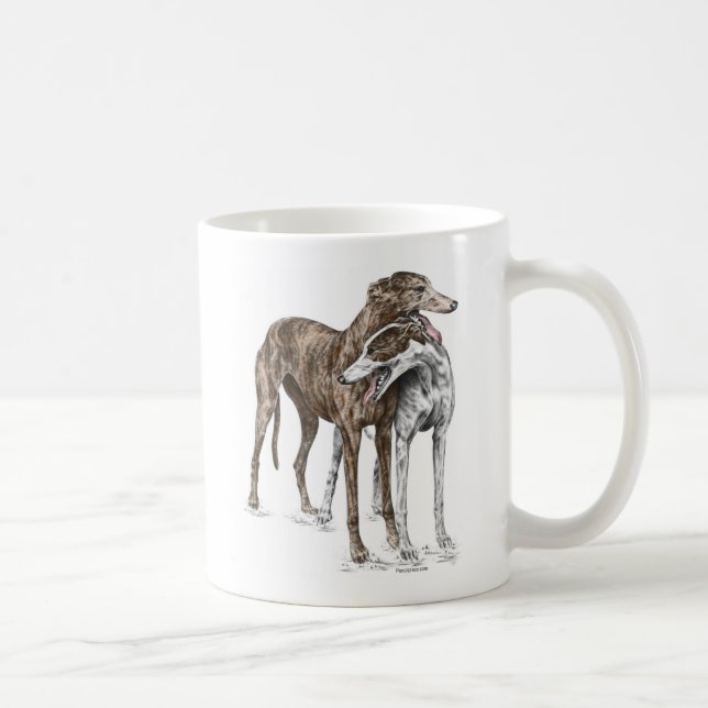 Två Greyhound Friends Hund Art Kaffemugg (Höger)