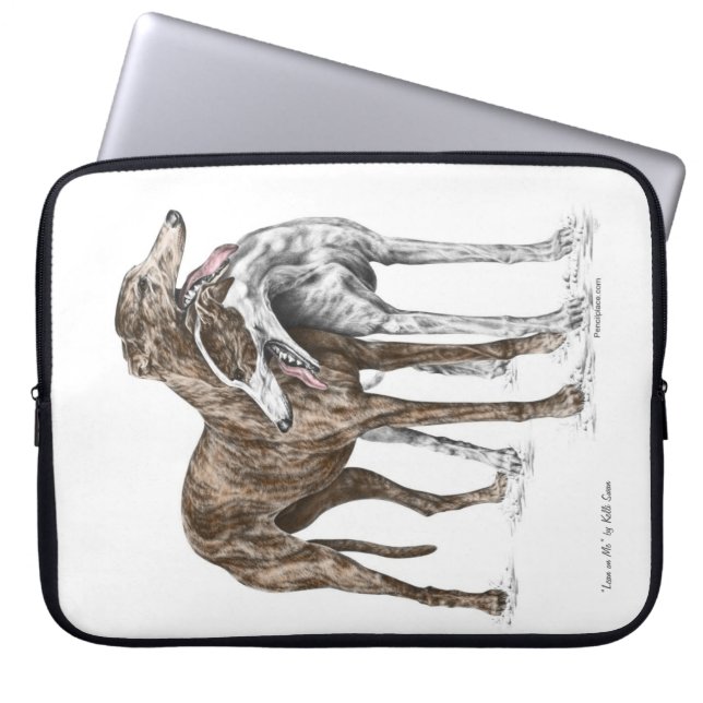 Två Greyhound Friends Hund Art Laptop Sleeve (Framsidan)