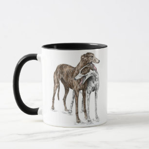 Två Greyhound Friends Hund Art Mugg