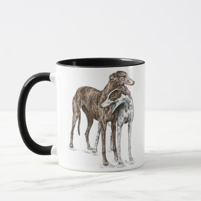 Två Greyhound Friends Hund Art Mugg (Vänster)