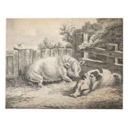 Två Grisar Ljugande i Rita i en utomhuspenna Anteckningsblock