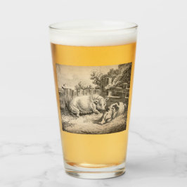 Två Grisar Ljugande i Rita i en utomhuspenna Glaskopp