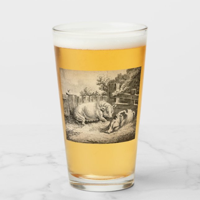 Två Grisar Ljugande i Rita i en utomhuspenna Glaskopp (Framsida fylld)