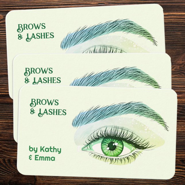 Två Gröntar för strecksteknologi för Namn Visitkort (Brows - Lashes Visiting Cards)