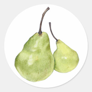 Två Gröntar Pears-fästdon Runt Klistermärke