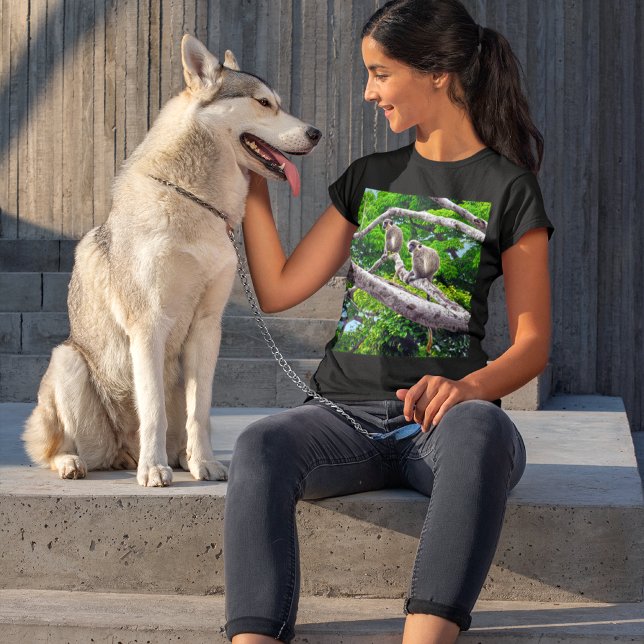 Två Gröntars apor Sitta i Träd Skriv ut T-shirt (Skapare uppladdad)