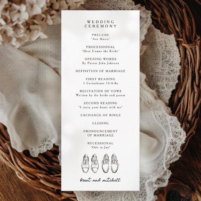 Två groompressskor Gay Bröllop Program (Skapare uppladdad)