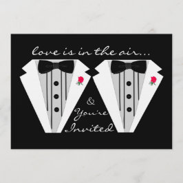 Två Grooms-Gay Bröllop-Tuxedo Inbjudningar