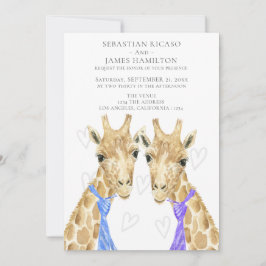 Två Grooms Giraffe Gay Bröllop Meddelande