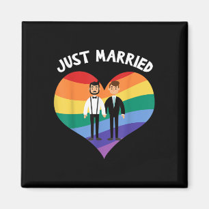 Två Grooms Ny gifta Gay Bröllopsfest Tee LGbt Magnet