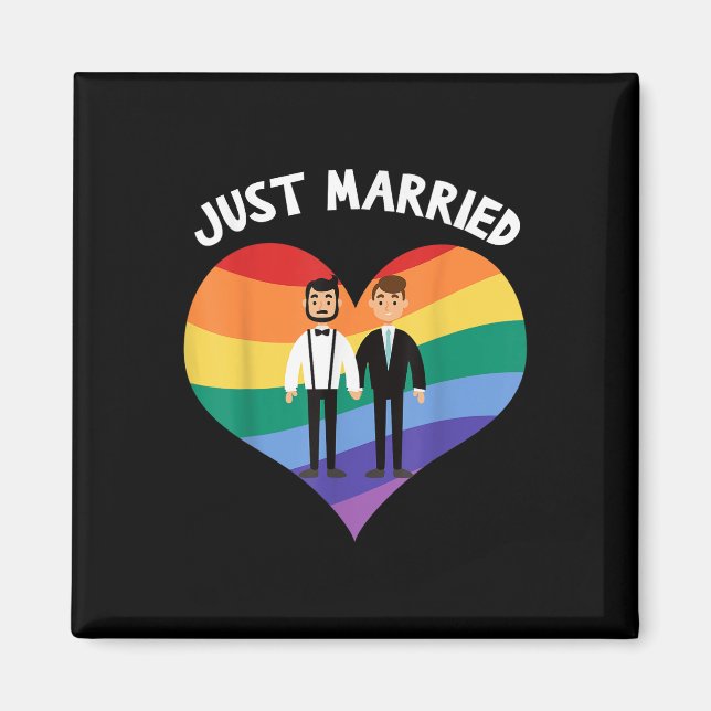 Två Grooms Ny gifta Gay Bröllopsfest Tee LGbt Magnet (Framsidan)