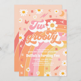 Två Groovy 2:a födelsedag Fredsborrning Kärlek Par Inbjudningar