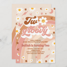 Två Groovy 2:a födelsedag Fredsborrning Kärlek Par Inbjudningar