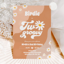 Två Groovy 2:a födelsedag Party Boho Retro Daisy