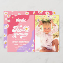 Två Groovy 2:a födelsedag Party Boho Retro Daisy