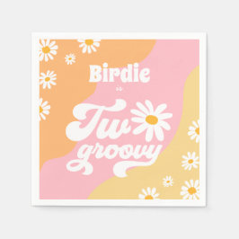 Två Groovy 2:a födelsedag Party Boho Retro Daisy Pappersservett