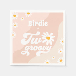 Två Groovy 2:a födelsedag Party Boho Retro Daisy Pappersservett