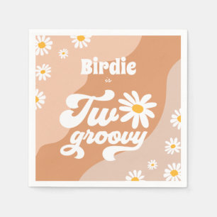 Två Groovy 2:a födelsedag Party Boho Retro Daisy Pappersservett