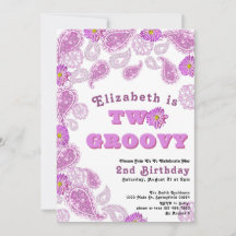 Två Groovy 2:a födelsedag Rosa Paisley och Flowers