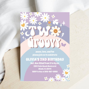 Två Groovy 2-års födelsedagsinbjudan Inbjudningar