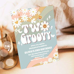 Två Groovy 2-års födelsedagsinbjudan Inbjudningar