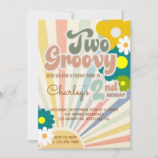 TVÅ GROOVY, 2-ÅRSFEST, SOLSKEN, Inbjudan (Framsida)