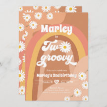 Två Groovy andra födelsedag andra Retro Boho-Daisy