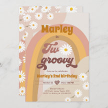 Två Groovy andra födelsedagen andra Retro Boho- Da