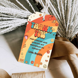 Två Groovy Babe Retro Rainbow 2:a födelsedagen Par Presentetikett