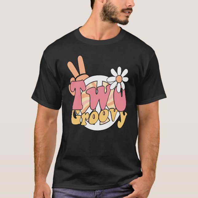 Två Groovy Birthday Boho Party Exfit 2nd Girls Bi T Shirt (Framsida)