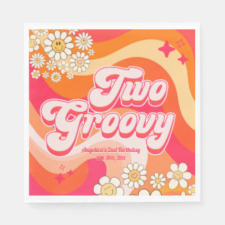 Två Groovy Colorful Girly Birthday Pappersservett