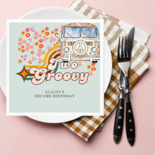 Två Groovy daisy boho blommigt Van 2 födelseår Pappersservett
