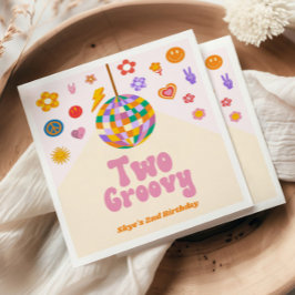 Två Groovy Disco Boll 2:a födelsedagen Party Pappersservett
