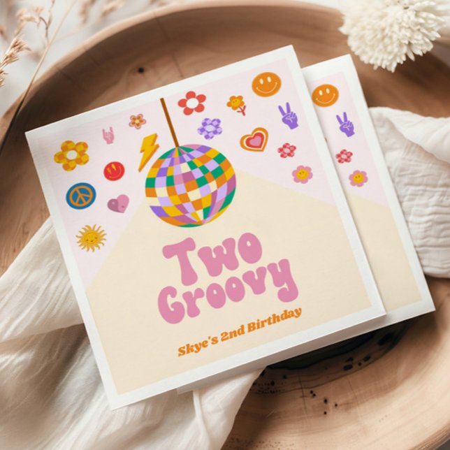 Två Groovy Disco Boll 2:a födelsedagen Party Pappersservett (Skapare uppladdad)
