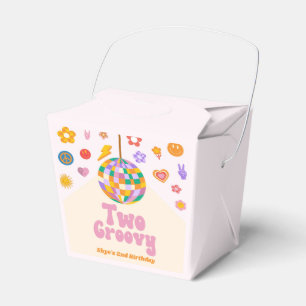 Två Groovy Disco Boll 2:a födelsedagen Party Presentaskar